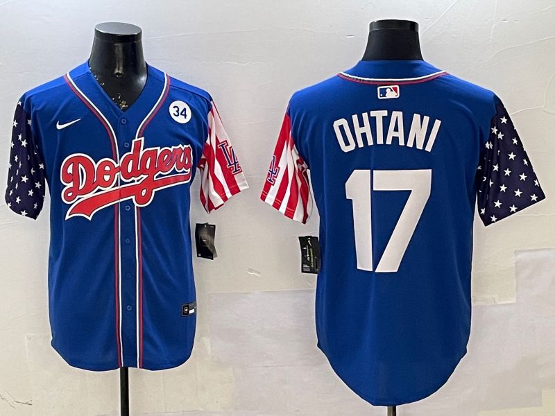Men Los Angeles Dodgers #17 Ohtani Blue a generation of national flags Joint name 2025 Nike MLB Jersey style 6->los angeles dodgers->MLB Jersey